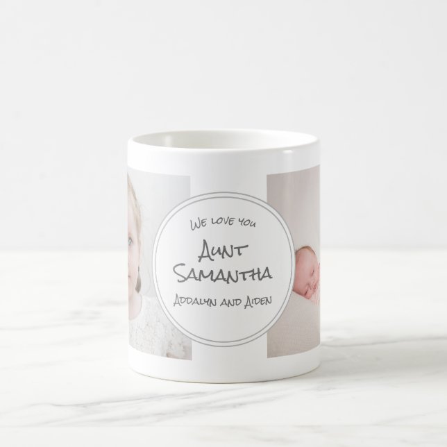 We Love You Aunt 2 Photo Any Occasion Coffee Mug (Center)