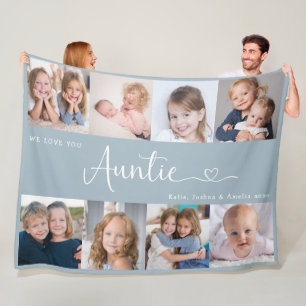 We Love you Auntie Script 8 Photo Modern Fleece Blanket