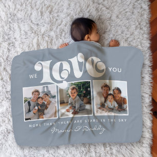 We love You Baby Birthday Family Photo Collage Blanket
