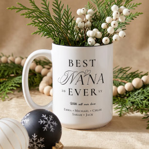 We Love You Best Nana Ever Personalized Christmas Two-Tone Coffee Mug