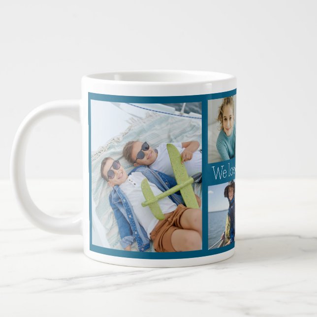 We Love You Bubbie Grandmother 6 Photo  Giant Coffee Mug (Left)
