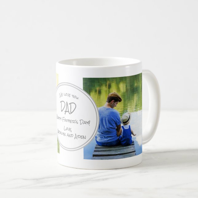 We Love You Dad 2 Photo Happy Father's Day Coffee Mug (Front Right)