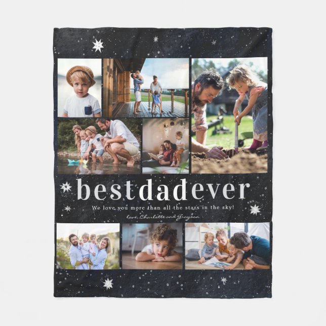 We Love You Dad | 8 Photo Personalized  Fleece Blanket (Front)