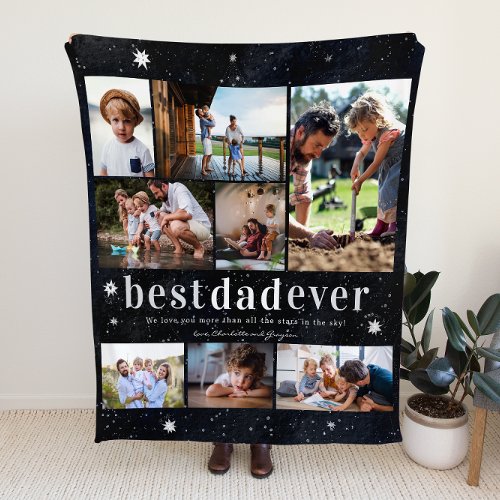 We Love You Dad  8 Photo Personalized  Fleece Blanket