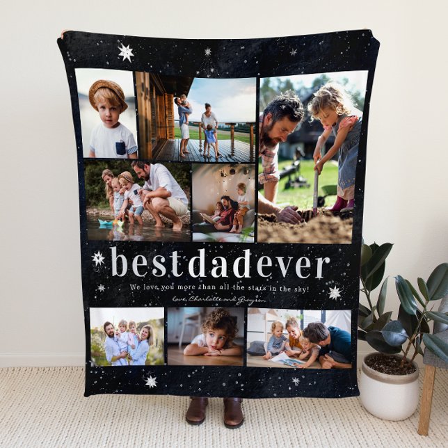 We Love You Dad | 8 Photo Personalized  Fleece Blanket (Creator Uploaded)