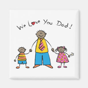 We Love You Dad Cartoon Family Happy Father's Day Magnet