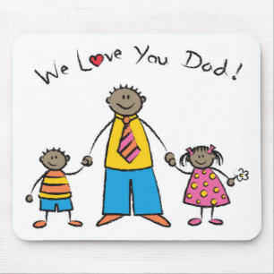 We Love You Dad Cartoon Family Happy Father's Day Mouse Pad