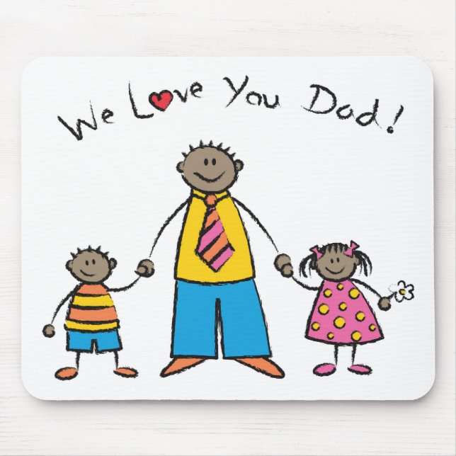We Love You Dad Cartoon Family Happy Father's Day Mouse Pad (Front)