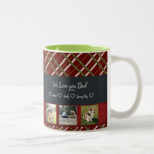  We Love You Dad, Custom 3 Photo Grid    Two-Tone Coffee Mug