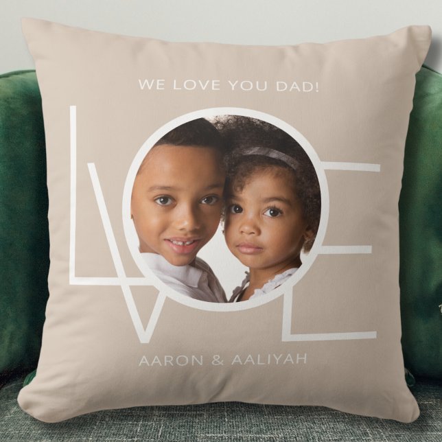 We Love You Dad Custom Photo  Throw Pillow (Creator Uploaded)