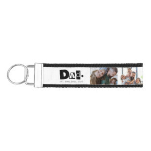 We Love You Dad Established 3 Kids Photo Collage Wrist Keychain