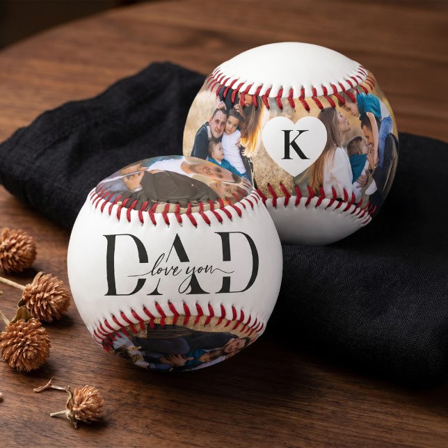 We Love You Dad Fathers Day Photo Collage Keepsake Baseball (We Love You Dad Fathers Day Photo Collage Keepsake Baseball)