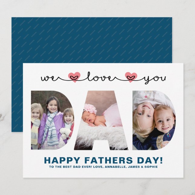 We Love You Dad | Father's Day Photo Holiday Card (Front/Back)