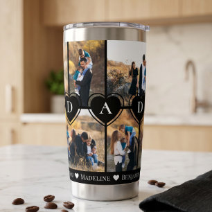 We Love You Dad Heart Personalized Photo Collage Insulated Tumbler