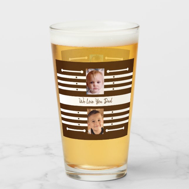 We love you Dad kids photos brown beer Glass (Front Filled)