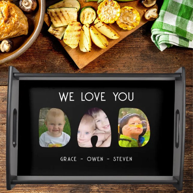 We Love You DAD! Personalize with Photo & Name Serving Tray (Creator Uploaded)