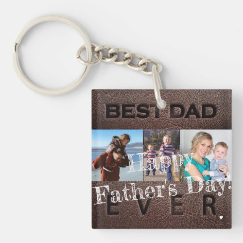We love you dad personalized 3 photo collage keychain