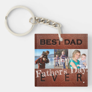 We love you dad personalized 3 photo collage keychain