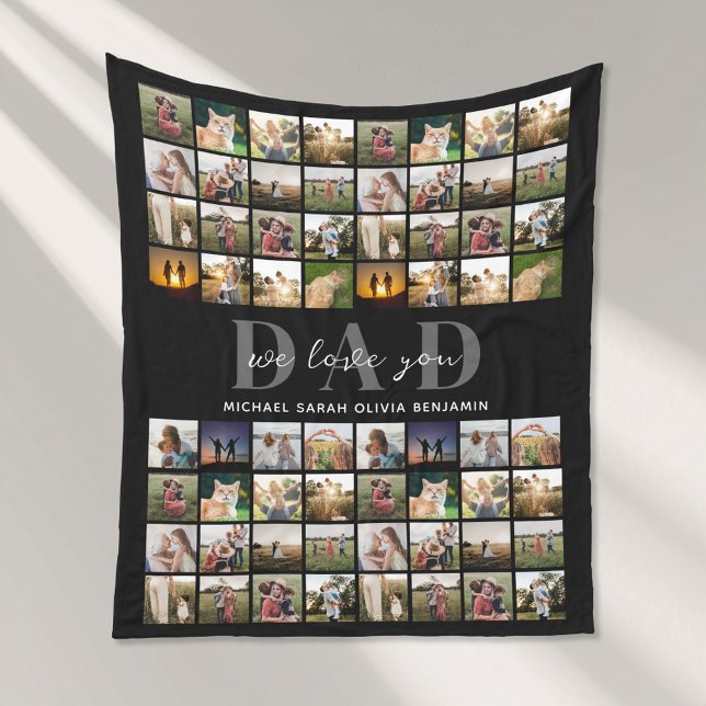 We Love You Dad Personalized 64 Photo Collage Fleece Blanket (Creator Uploaded)