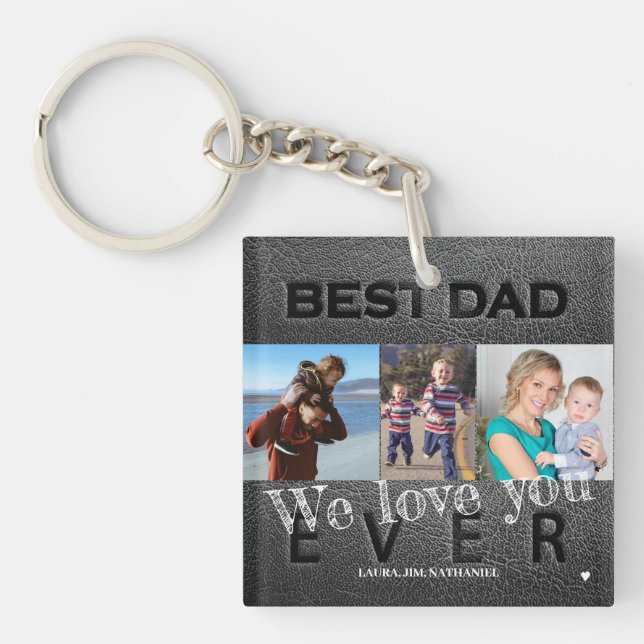 We love you dad personalized photos keychain (Front)