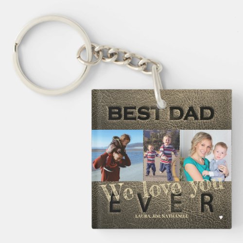 We love you dad personalized photos keychain