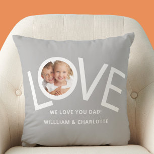 We love You Dad Photo Gray Throw Pillow