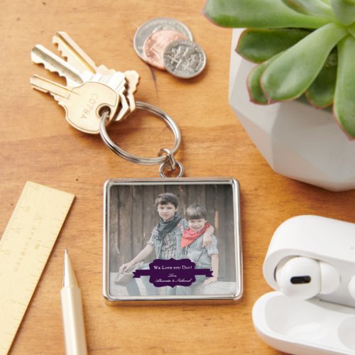 We Love you Dad  Purple Keychain