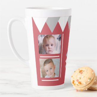 We love you Dad red and grey with photos Latte Mug