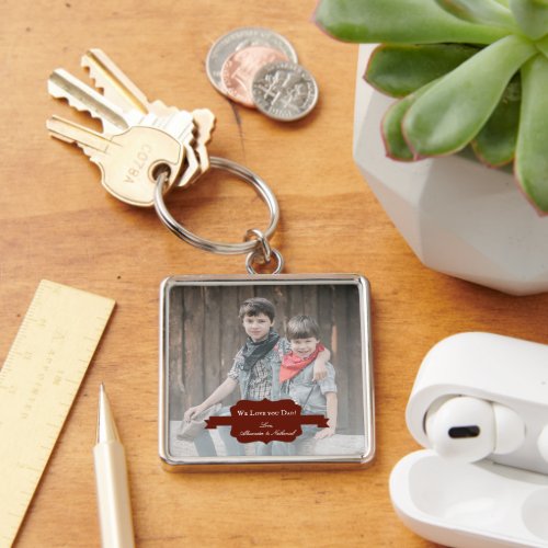 We Love you Dad  Red Keychain