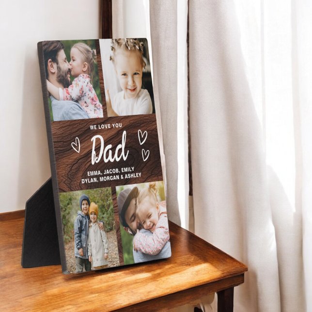We Love You Dad Rustic Wood Photo Collage Plaque (Creator Uploaded)