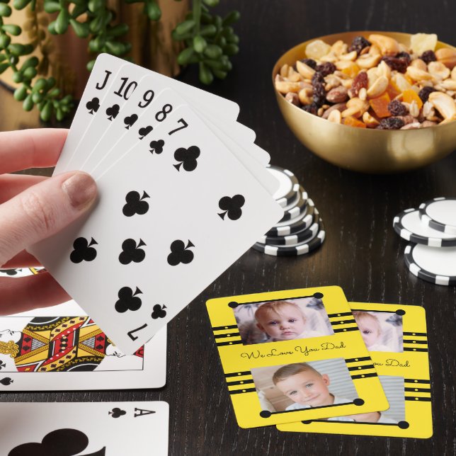 We love you dad with names yellow black photo poker cards (In Situ)