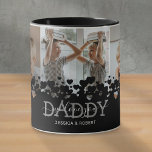 We Love You Daddy 3 Photo Mug<br><div class="desc">Modern mug for dad featuring a photo collage of the children,  a modern black heart design,  the saying "we love you daddy",  and the kids names.</div>