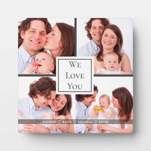 We Love you Daddy, Personalized 4 Photo College  Plaque (Front)