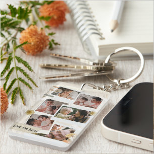 We Love You Daddy Photo Collage Keychain