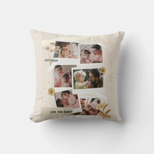 We Love You Daddy Photo Collage  Throw Pillow (Front)