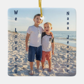We LOVE You Family Photo PERSONALIZE Ceramic Ornament