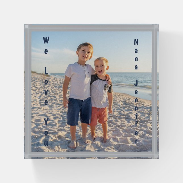 We LOVE You Family Photo PERSONALIZE Paperweight (Front)