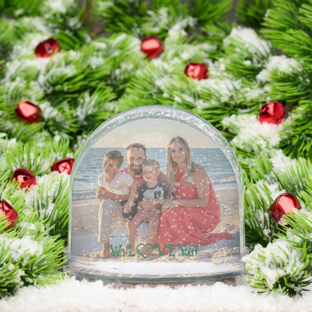 We LOVE You Family Photo Winter Trees Snow Globe (Christmas)