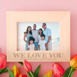 We love you floral text simple personalized engraved frames