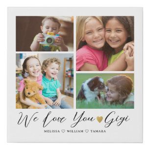 We Love You Gigi Grandkids 4 Photo Collage Faux Canvas Print