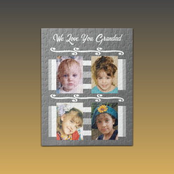 We Love You Grandad Add Photos White Grey Jigsaw Puzzle by LynnroseDesigns at Zazzle