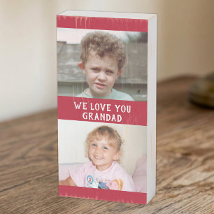 We love you Grandad red grandkids photos Wooden Box Sign