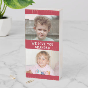 We love you Grandad red grandkids photos Wooden Box Sign