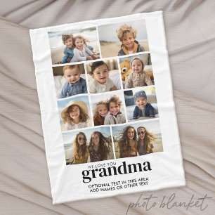 We Love You Grandma - 10 Photo Collage - Modern Fleece Blanket