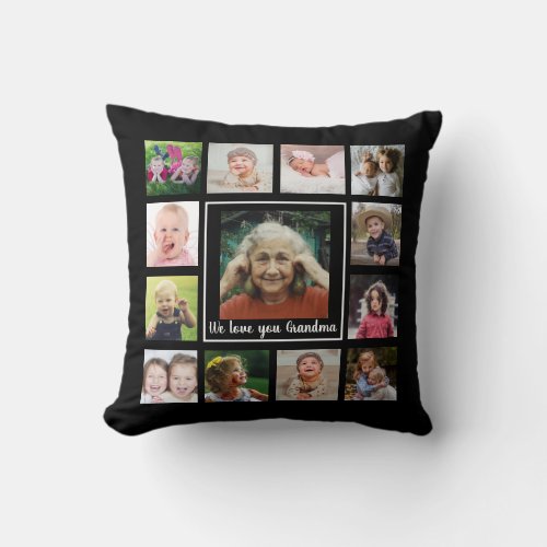 We Love You Grandma 13 Photo Collage Keepsake  Throw Pillow