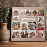 We Love You Grandma - 15 Photo Collage Gallery Ceramic Tile<br><div class="desc">Grandkids Photo Collage - or any photos -- A full coverage design includes a solid color background. Use up to 15 square photos to create a unique and personal gift. The text can be changed to match your event. It is a template for a gift to give to grandma, but...</div>