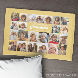 We Love You Grandma - 23 Photo Collage Pillow Case