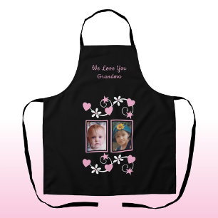 We love you grandma 2 photo black pink apron