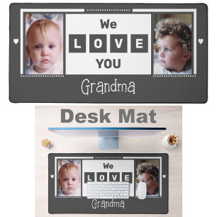 We love you grandma 2 photo grey white desk mat
