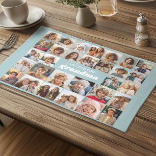 We Love You Grandma - 30 Photo Collage Cloth Placemat